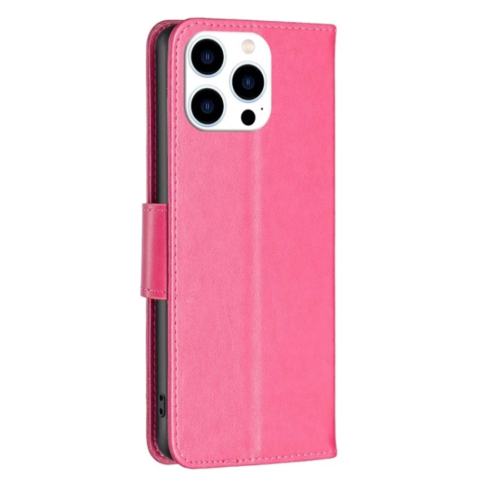 OEM - iPhone 14 Pro Plånboksfodral Imprinted Butterfly - Magenta