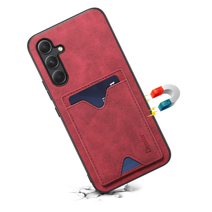 DENIOR - DENIOR Samsung Galaxy S23 FE Fodral Kortfack Ställ - Röd