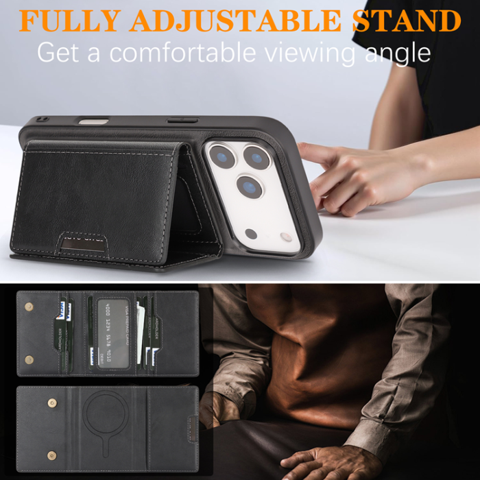 A-One Brand - iPhone 17 Pro Max Mobilskal MagSafe Kickstand Tri-fold Korthållare