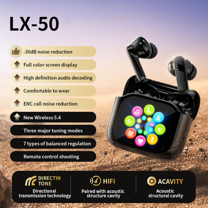 A-One Brand - TWS Trådlösa Bluetooth-Hörlurar In-Ear HD Touch Screen Laddningsfodral LX-50