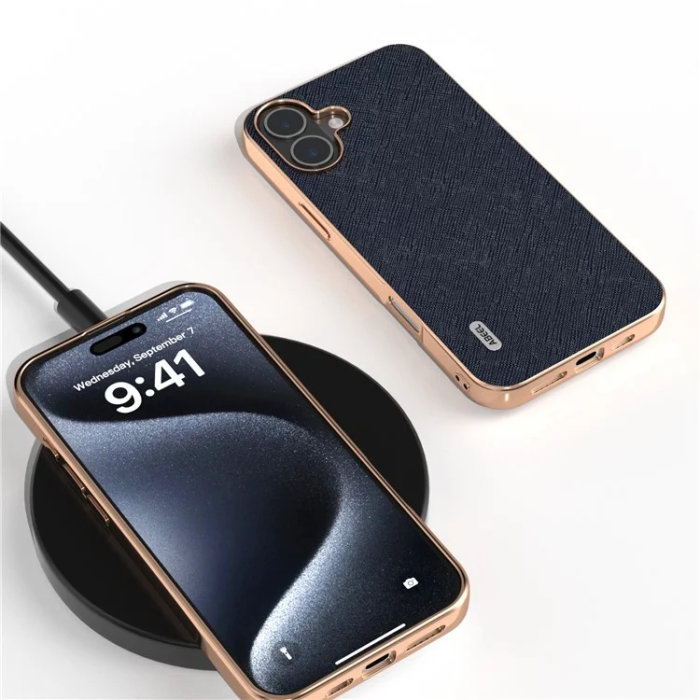 ABEEL - ABEEL iPhone 16 Plus Mobilskal Äkta Läder Electroplating
