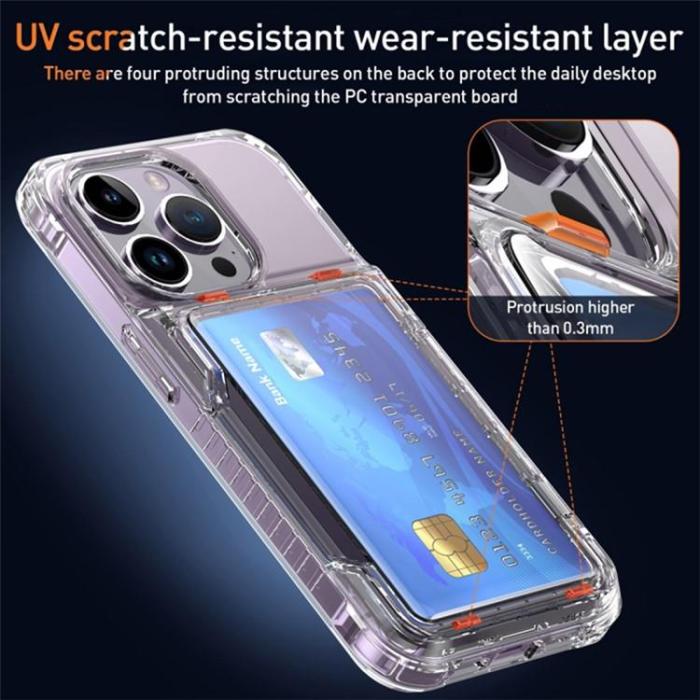 OEM - iPhone 15 Pro Mobilskal Korthållare Kickstand - Clear