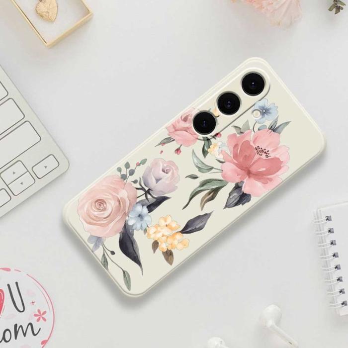 OEM - Mobilskal för Samsung Galaxy S26 TPU Blommönster - Svart