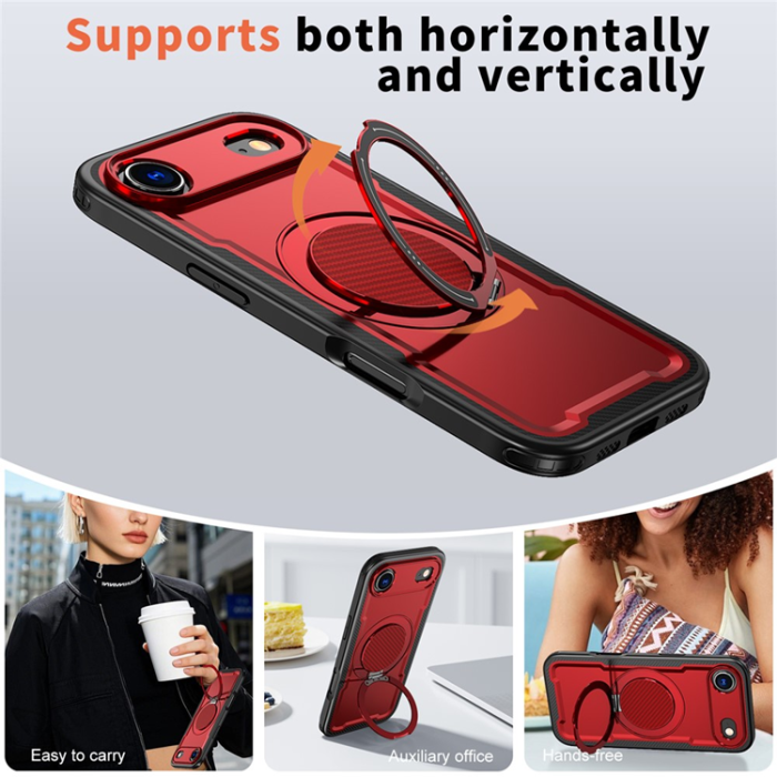 A-One Brand - iPhone 17 Air Mobilskal MagSafe TPU+PC Kickstand - Röd