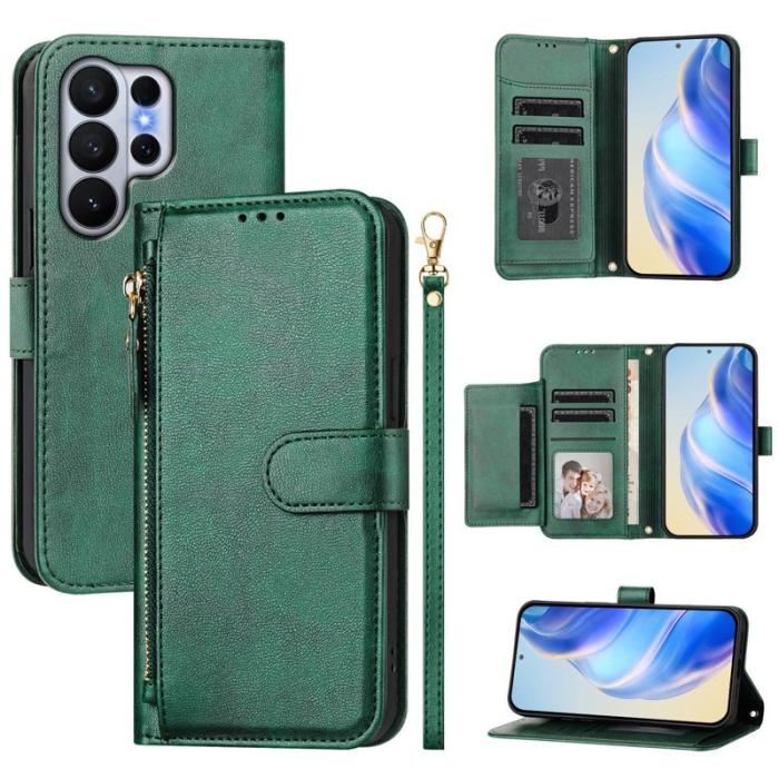 OEM - Mobilfodral för Samsung Galaxy S26 Ultra Konstläder Fickor - Grön