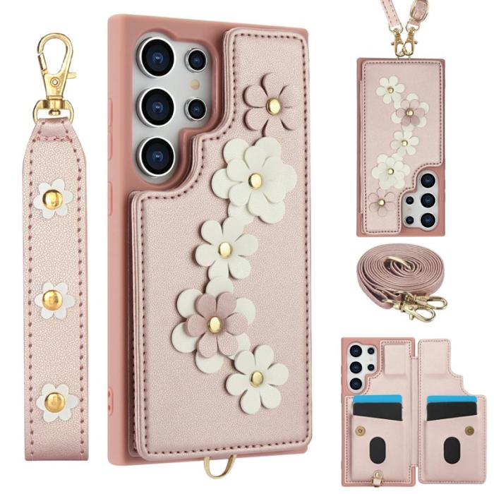 OEM - Mobilskal för Samsung Galaxy S26 Ultra Konstläder Kortfack - Rosa
