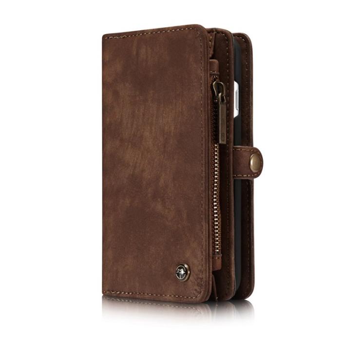 Caseme - CASEME 008 2-i-1 Plånboksfodral i Vintage Konstläder - Brun