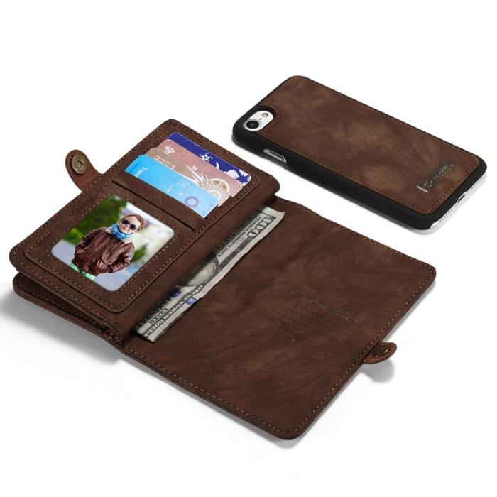 Caseme - CASEME 008 2-i-1 Plånboksfodral i Vintage Konstläder - Brun