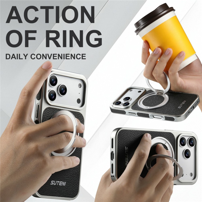 SUTENI - SUTENI iPhone 17 Pro Max Mobilskal MagSafe Kickstand Electroplating G6