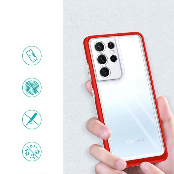OEM - Galaxy S21 Ultra 5G Skal Clear 3in1 - Röd