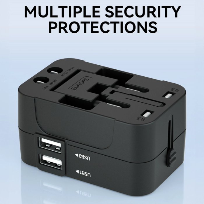 Wozinsky - Wozinsky Universal Reseadapter 24W 2xUSB-A EU/US/AUS/UK- Svart