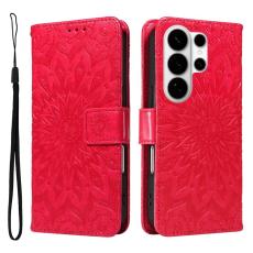 OEM - Samsung Galaxy S26 Ultra Pl&aring;nboksfodral Konstl&auml;der Solrosm&ouml;nster - R&ouml;d
