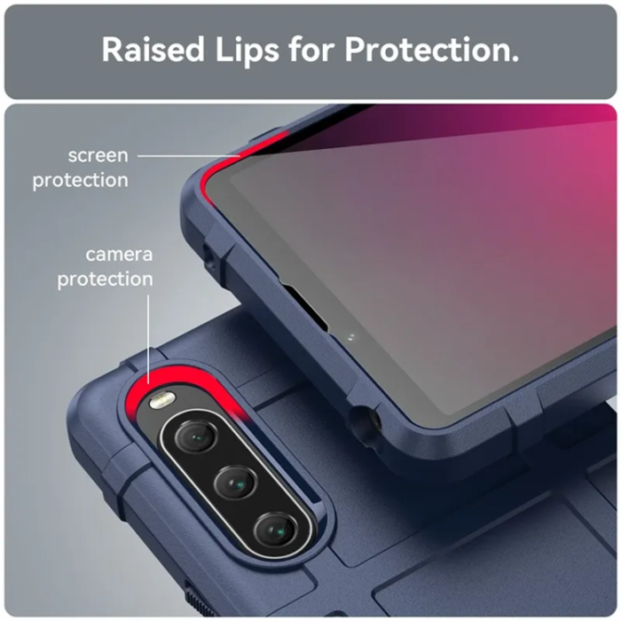 A-One Brand - Sony Xperia 10 V Mobilskal Rugged Square Grid - Blå