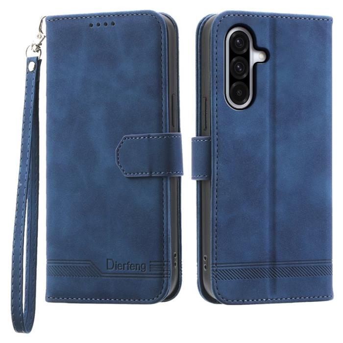 DIERFENG - DIERFENG DF-03 Samsung Galaxy A56 5G Plånboksfodral Konstläder - Blå