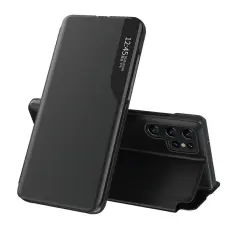 OEM - Mobilskal till Samsung Galaxy S26 Ultra Folio Flip Konstl&auml;der St&auml;ll - Svart