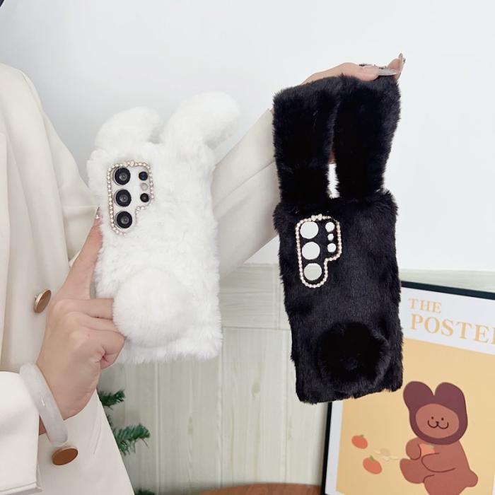 OEM - Mobilskal till Samsung Galaxy S26 Ultra Plush Söt Kanin TPU - Rosa