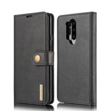 DG.MING - DG.MING OnePlus 8 Pro Pl&aring;nboksfodral 2-i-1 &Auml;kta l&auml;der Svart