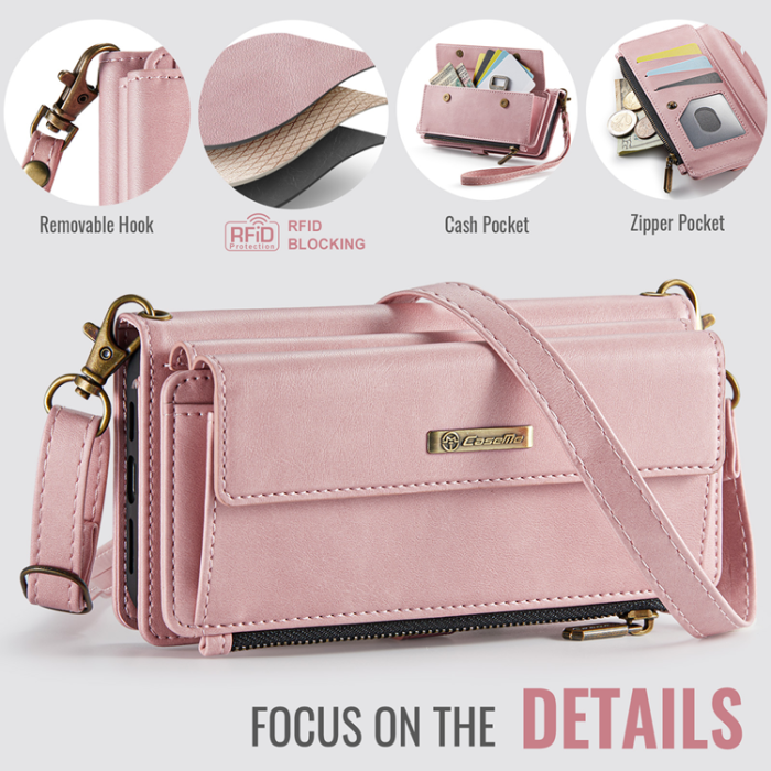 Caseme - CASEME iPhone Air Plånboksfodral Zipper RFID C39 - Rosa