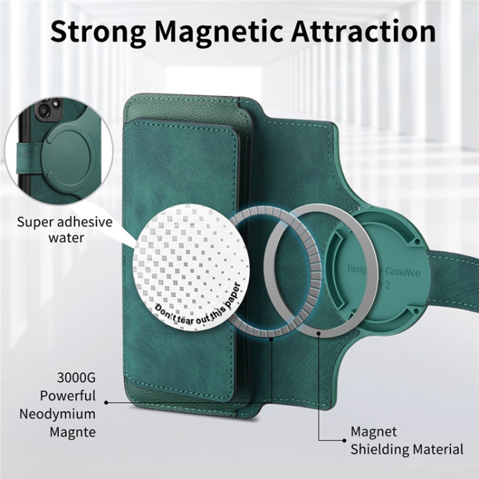 CASENEO - Caseneo Plånboksfodral För Galaxy A56 Magnetic Läder - Grön