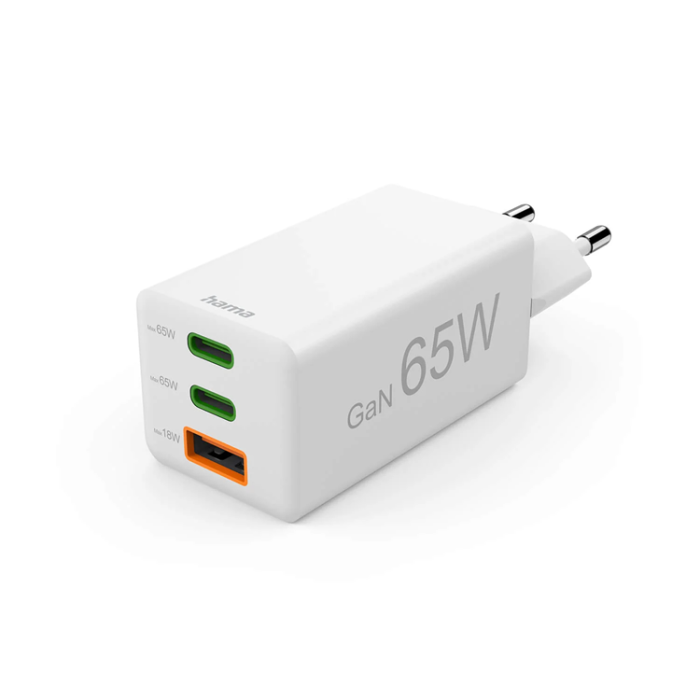 Hama - Hama Snabbladdare 65W 2xUSB-C 1xUSB-A GaN - Vit