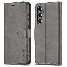 LC.imeeke - LC.IMEEKE Samsung Galaxy A56 5G Pl&aring;nboksfodral Konstl&auml;der - Gr&aring;