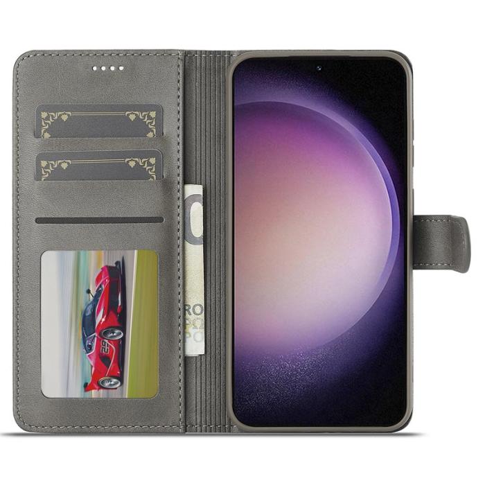LC.imeeke - LC.IMEEKE Samsung Galaxy A56 5G Plånboksfodral Konstläder - Grå