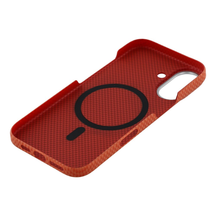 A-One Brand - iPhone 17 Mobilskal MagSafe Carbon Fiber - Orange/Röd