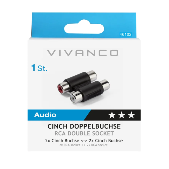 UTGATT1 - Vivanco Audio Adapter 2xRCA Hona - Svart