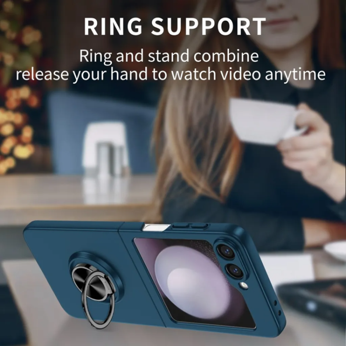 Taltech - Galaxy Z Flip 6 5G Mobilskal Ringhållare - Mörkblå