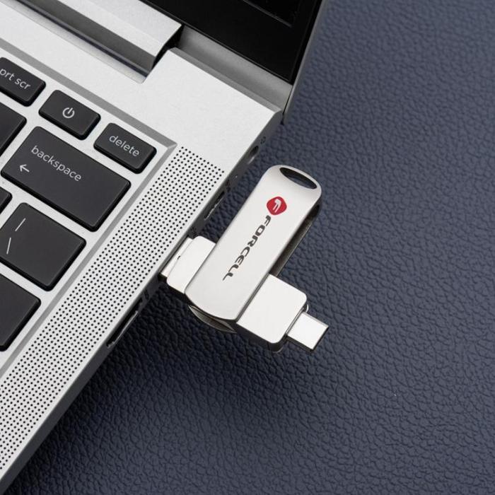 Forcell - Forcell Pendrive 128GB USB 3.2 Gen 1(USB-A/USB-C) - Silver