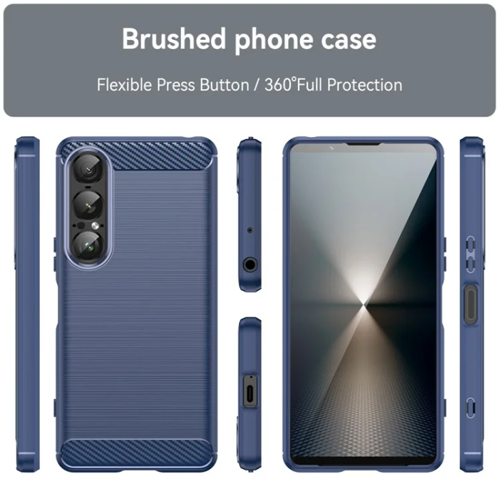 A-One Brand - Sony Xperia 1 VII Mobilskal Carbon Fiber Texture - Blå