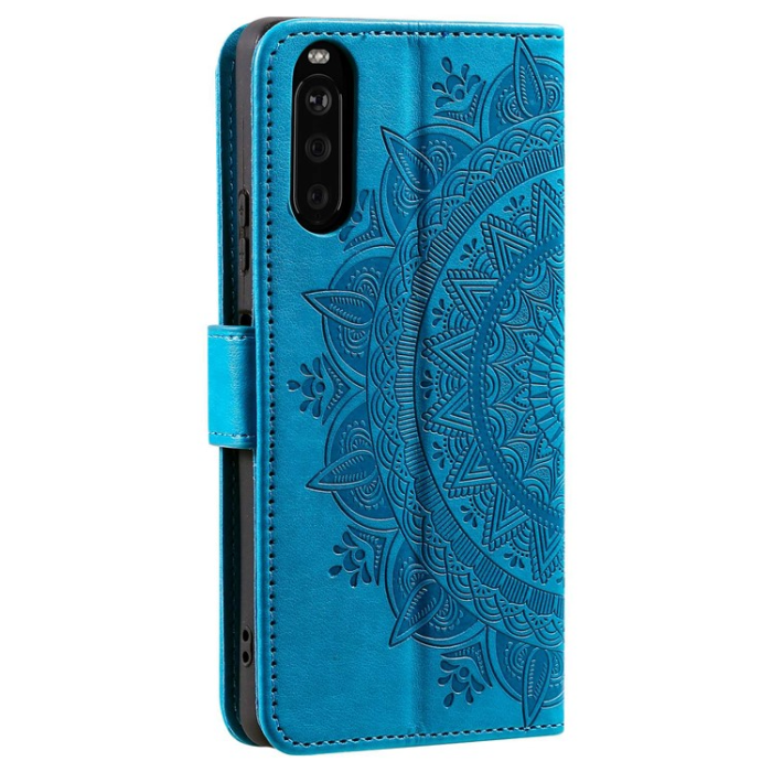 A-One Brand - Sony Xperia 10 V Plånboksfodral Imprinted Mandala Flower - Blå