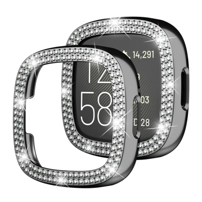 A-One Brand - Fitbit Versa 4/Sense 2 Skal Rhinestone - Svart