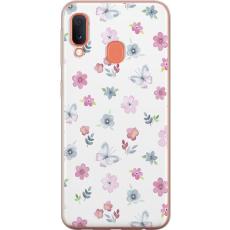 iSecrets - Mobilskal till Samsung Galaxy A20e med Blommor och fj&auml;rillar