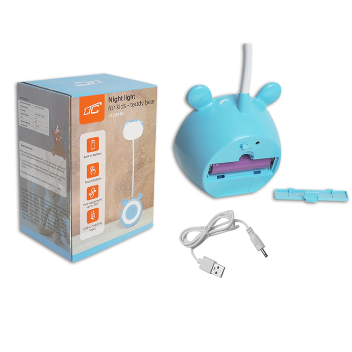 LTC - LTC Justerbar Skrivbords LED-lampa 3W 1200mAh Teddy Bear - Blå