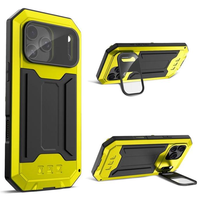 R-JUST - R-JUST iPhone 17 Pro Mobilskal med Härdat Glas - Gul