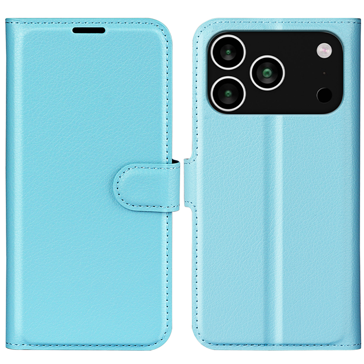 iPhone 17 Pro Max Plånboksfodral Litchi Texture läder - Blå | 2353 | AlltMobil