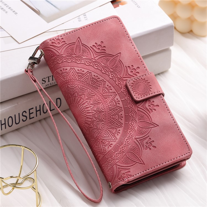 A-One Brand - Galaxy A34 5G Plånboksfodral Mandala Flower Imprinted - Rosa