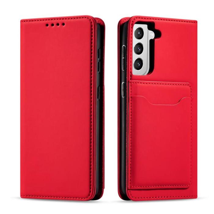 OEM - Galaxy S22 Plus Plånboksfodral Magnet Stand - Röd