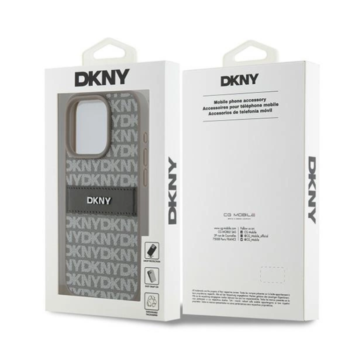 DKNY - DKNY iPhone 14 Pro Mobilskal Läder Mono Stripe & Metal Logo