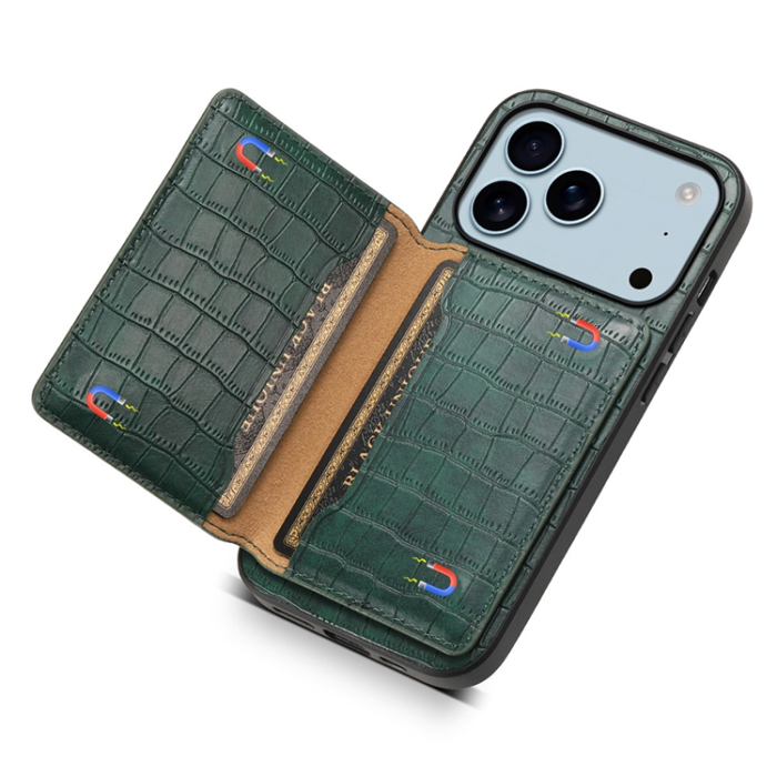 A-One Brand - iPhone 17 Pro Mobilskal Korthållare Crocodile - Grön