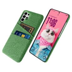 OEM - Samsung Galaxy S26 Ultra Skal Tyg + H&aring;rd PC Med Dubbel Kortfack - Gr&ouml;n