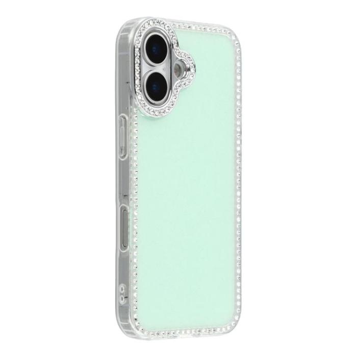 A-One Brand - iPhone 17 Mobilskal Rhinestone Edge - Glitter Ljusgrön