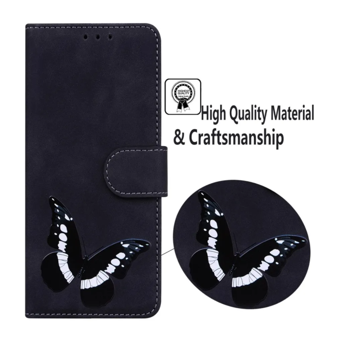 Taltech - iPhone 15 Pro Max Plånboksfodral Fjärilstryck - Svart