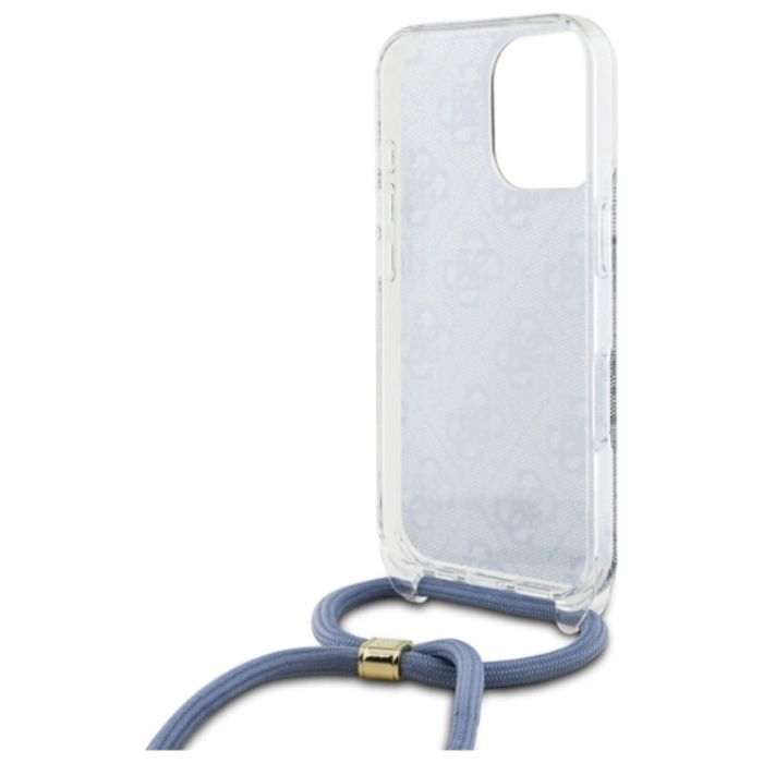 Guess - Guess iPhone 16 Pro Max Mobilskal Crossbody Cord 4G Print - Blå