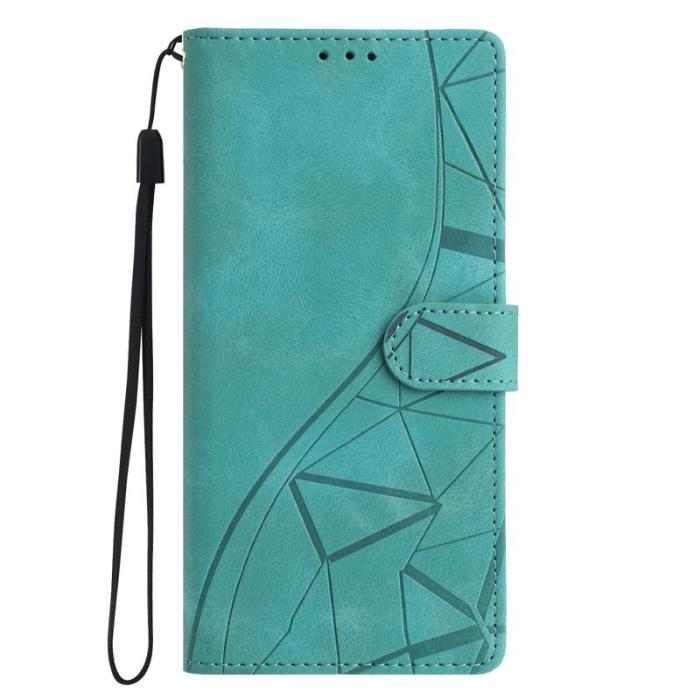 OEM - Samsung Galaxy S26 Ultra Plånboksfodral Ställ Triangelmönster Konstläder - Grön