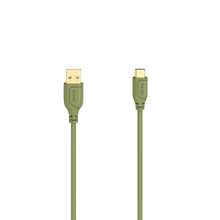 HAMA USB-C till USB-A kabel Flexi-Slim 0.75m - Guld/Grön | 3541 | AlltMobil