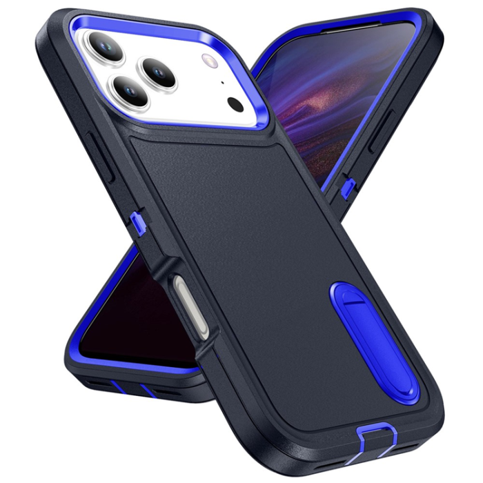 A-One Brand - iPhone 17 Pro Max Mobilskal Kickstand Silikon - Mörkblå/Sapphire