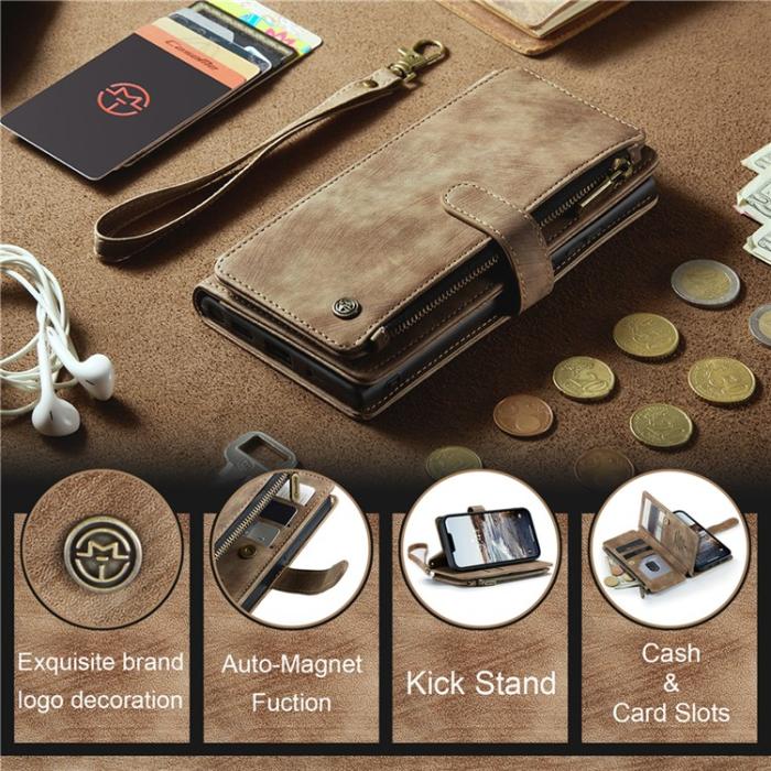 Caseme - CASEME iPhone 15 Plus Plånboksfodral C30 Zipper - Brun