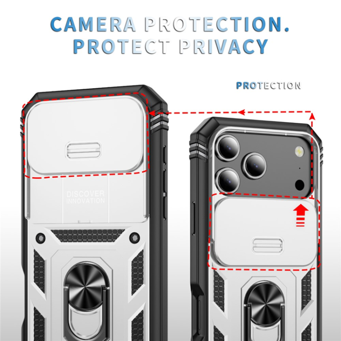 A-One Brand - iPhone 17 Pro Mobilskal Slide Camshield Kickstand - Vit